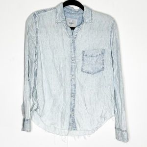 Rails Light Blue Denim Shirt Distressed Hem